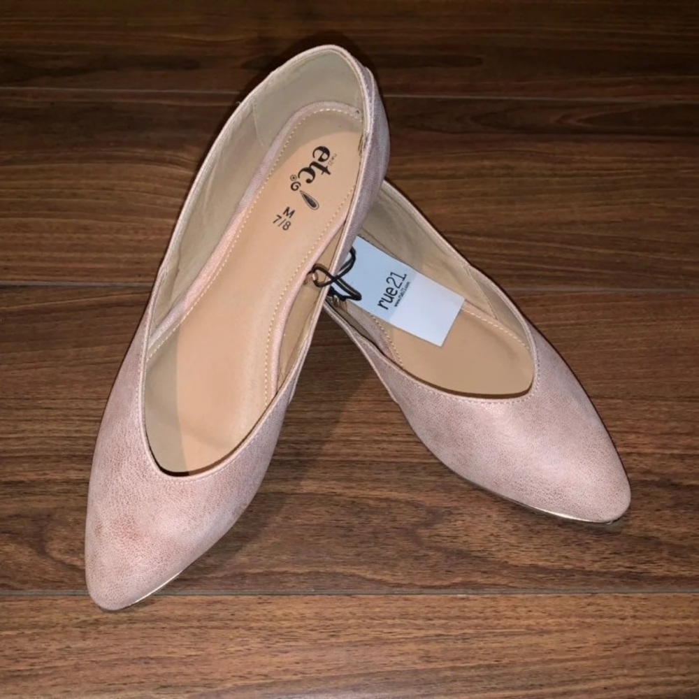 Pink with Gold Pointed Toe Flats